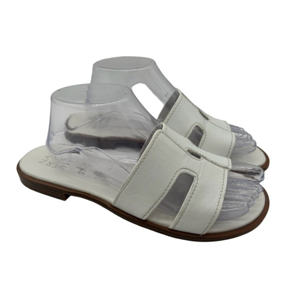 Naturalizer Fame Slide Sandals Women's Size 9.5 M White Leather H Strap Flat